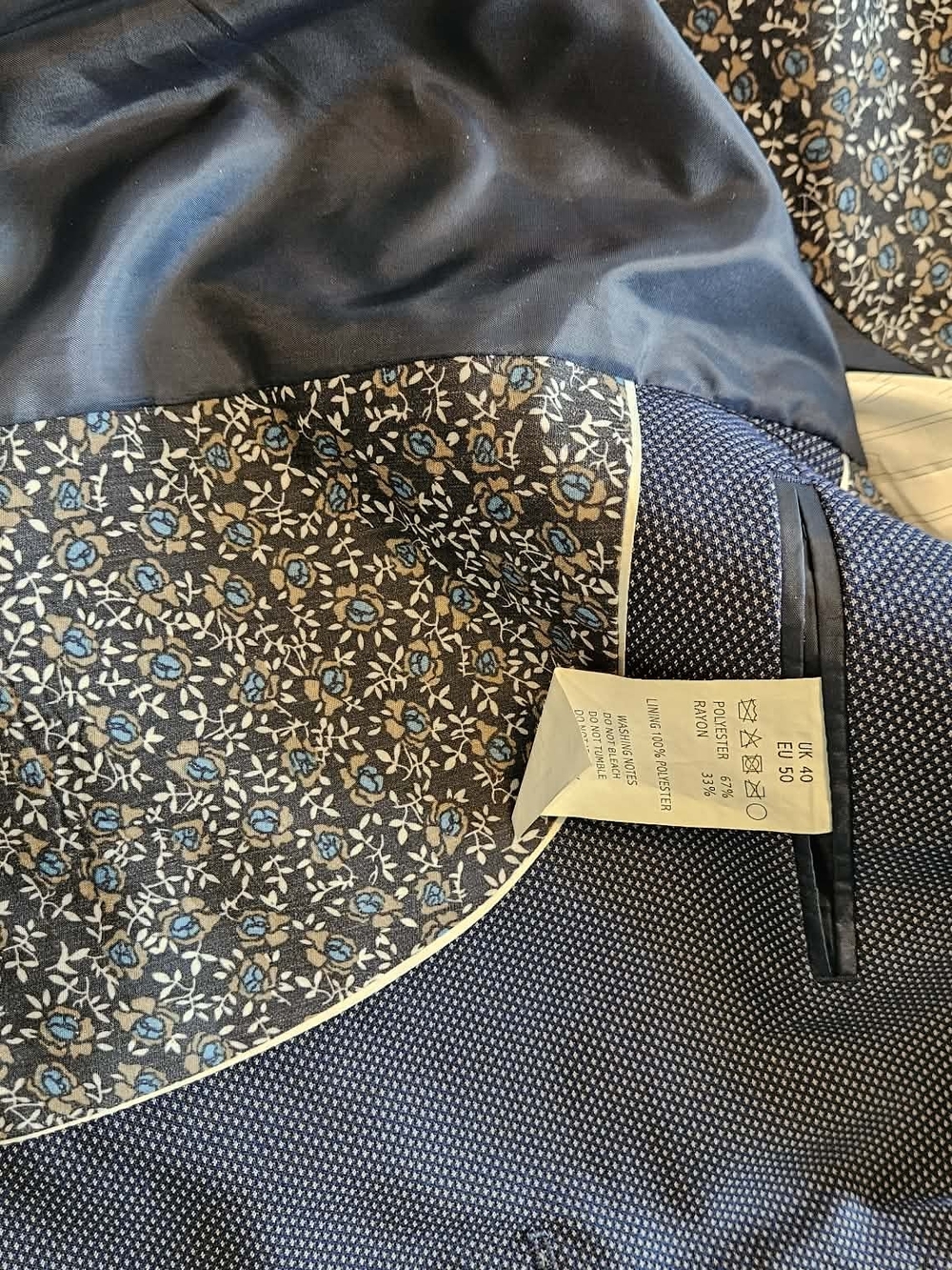 Men's Blue Textured Two-Button Blazer - Picture 11 of 15